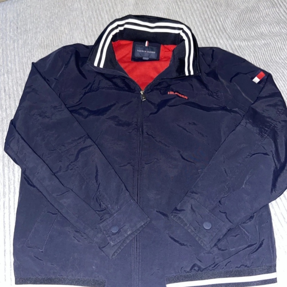 Men's Tommy Hilfiger Waterproof Regatta Bomber Jacket Size Large Navy Blue